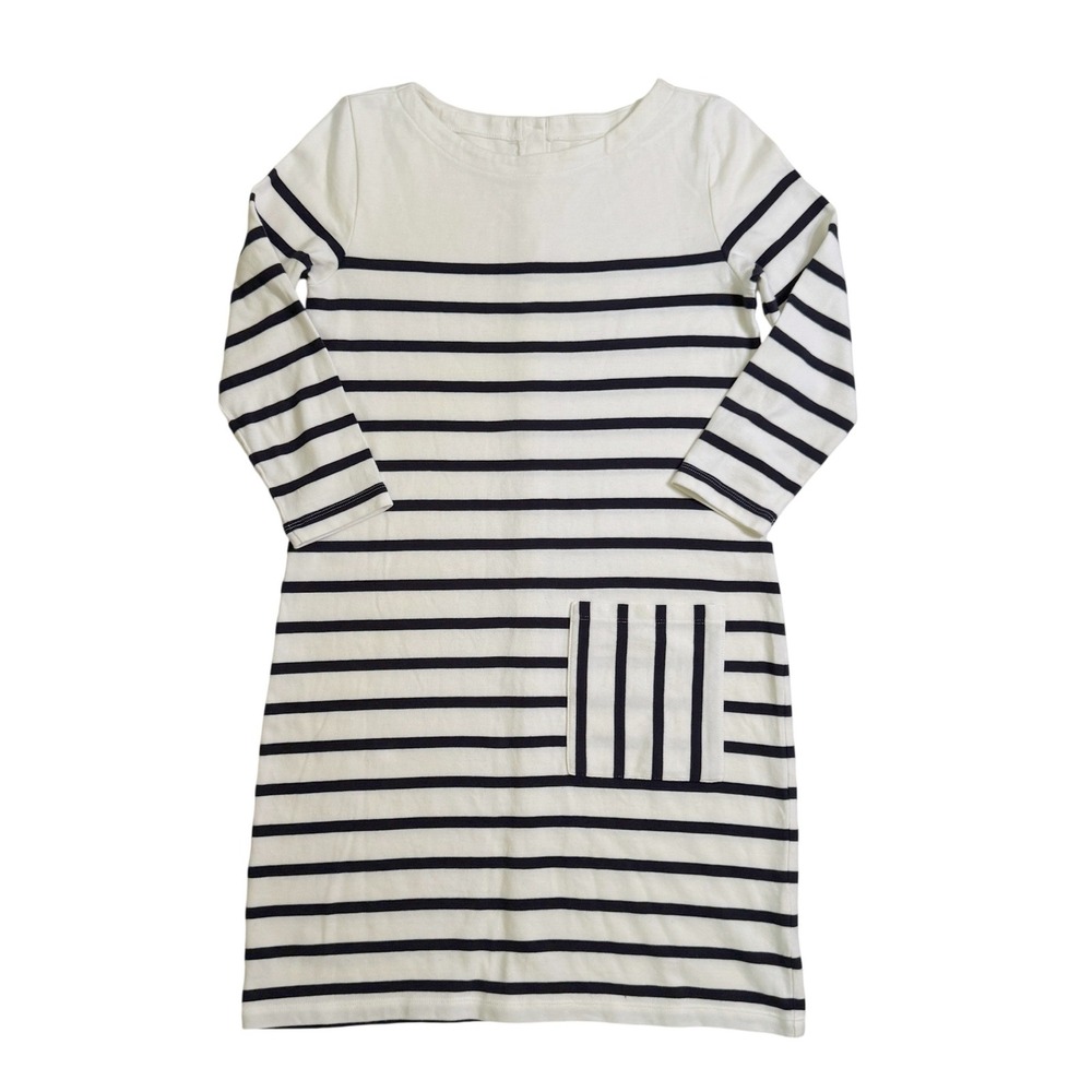 Garnet Hill Bijou Button Back Nautical Dress XS Navy Stripe Organic Cotton - Picture 1 of 6